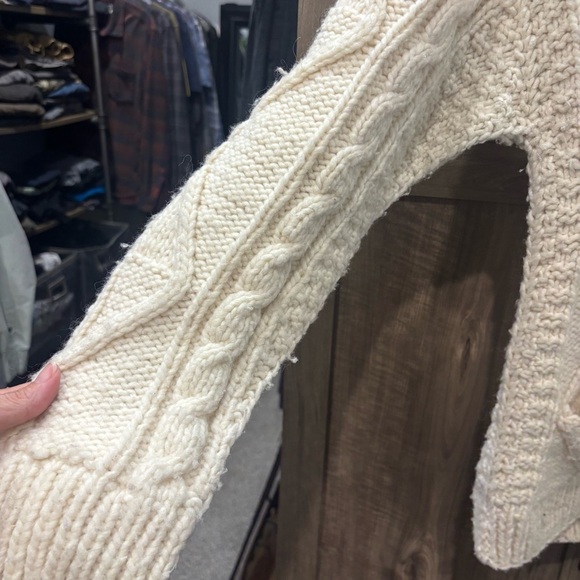 Vintage Earth Ragz large hooded full zip wool sweater Cream cable knit - Picture 8 of 13